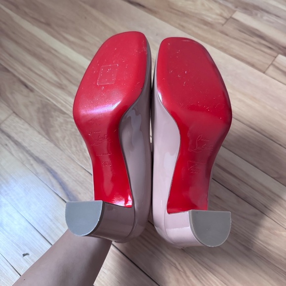 Christian Louboutin Cadrilla 70mm Patent Nude Block Heel Pumps, size 36.5 - Picture 9 of 13